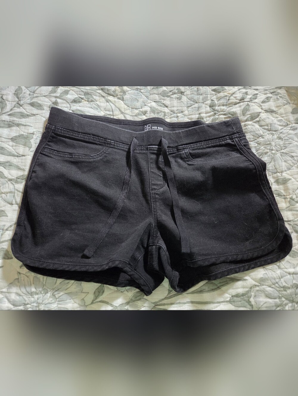 NOBO Women's Black Denim  Drawstring Casual Shorts Size L 11-13